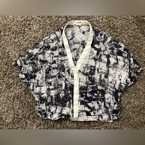 Helmut lang silk Abstract Black and White Blouse small